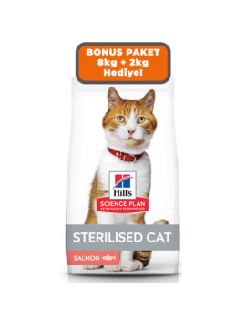 Hill's SCIENCE PLAN Somonlu Kısırlaştırılmış Yetişkin Kedi Maması 8kg + 2kg HEDİYE!