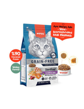 Wanpy Somon ve Ton Balıklı Tahılsız Kısırlaştırılmış Kedi Maması 1,5kg