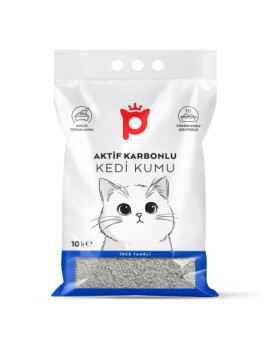 Petlebi Aktif Karbonlu Parfümsüz İnce Taneli Topaklanan Bentonit Kedi Kumu 10lt