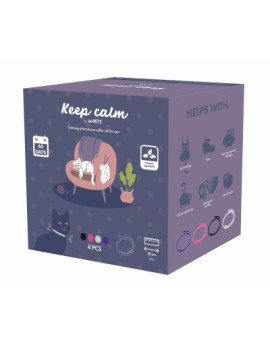 M-Pets Keep Calm Feromon Kedi Boyun Tasması (4'lü) (Karışık Renkli)