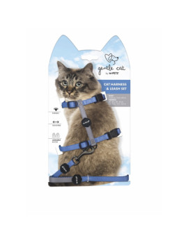 M-Pets Gentle Kedi Göğüs Tasması Seti 120cm (Mavi)