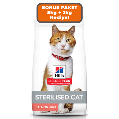 Hill's SCIENCE PLAN Somonlu Kısırlaştırılmış Yetişkin Kedi Maması 8kg + 2kg HEDİYE!